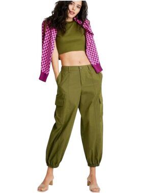 FUTURE COLLECTIVE HIGH RISE CARGO PANT GREEN STREETWEAR FESTIVAL FIERCE CHIC XS